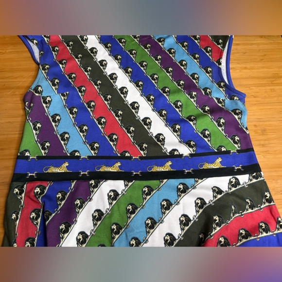 EUC Mary Katrantzou- Colorful Striped Lion and Leopard Dress. Size XL - Picture 5 of 6